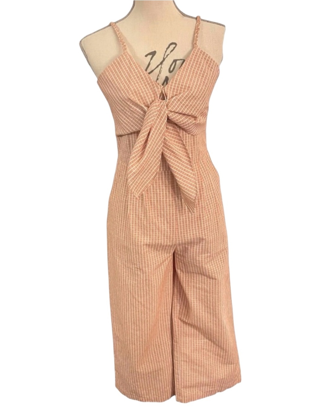 New Plains & Prints Pale Red Windowpane Sleeveless Wide Leg Crop Jumpsuit (2)